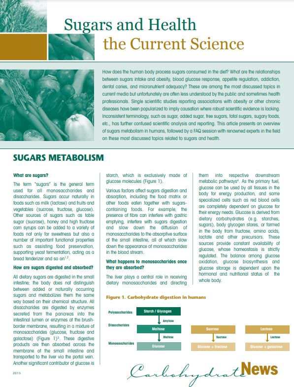 Sugars and Health: The Current Science